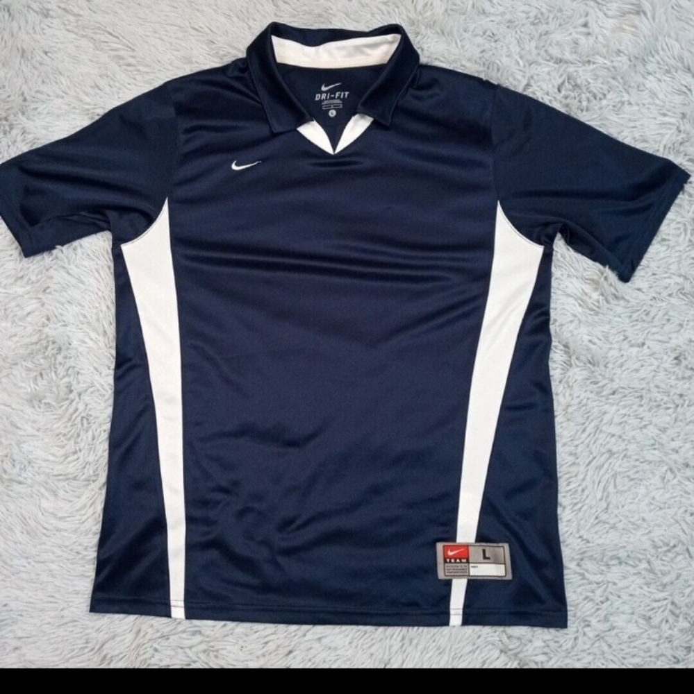 Nike Dri Fit Mens Shirt Blue L Tee Top Swoosh StretchLogo Athletic large